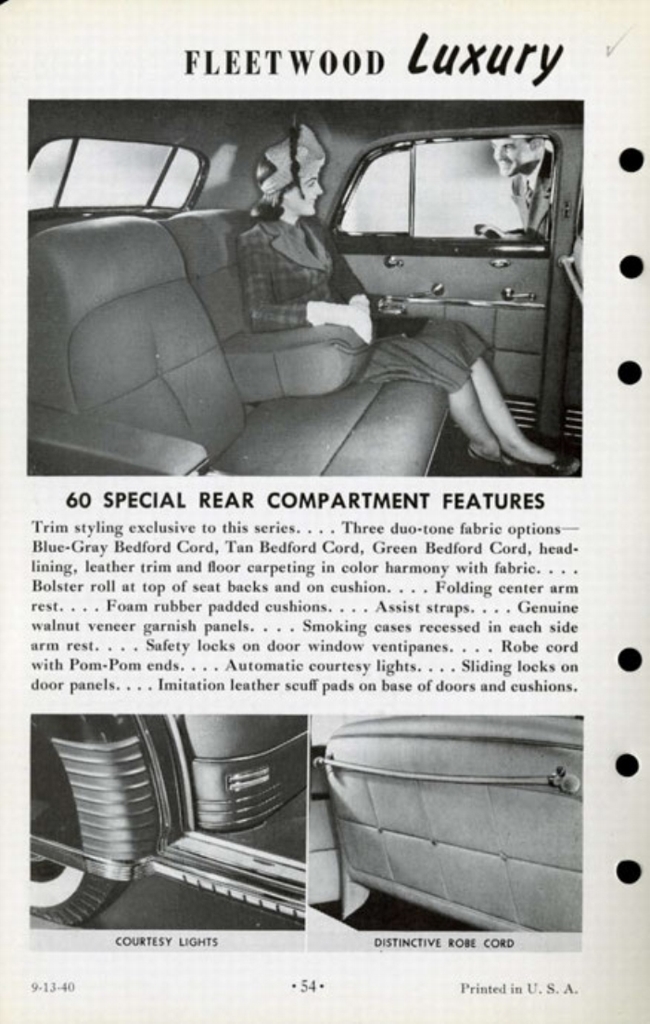 1941 Cadillac Salesmans Data Book Page 58